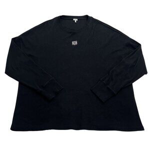 LOEWE Oversized Logo-Embroidered Ribbed Cotton T-Shirt in Black
